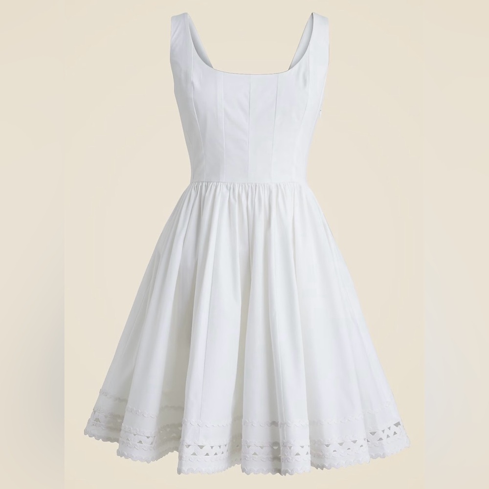 J. Crew Fit-and-flare white mini dress with rickrack trim Size 14